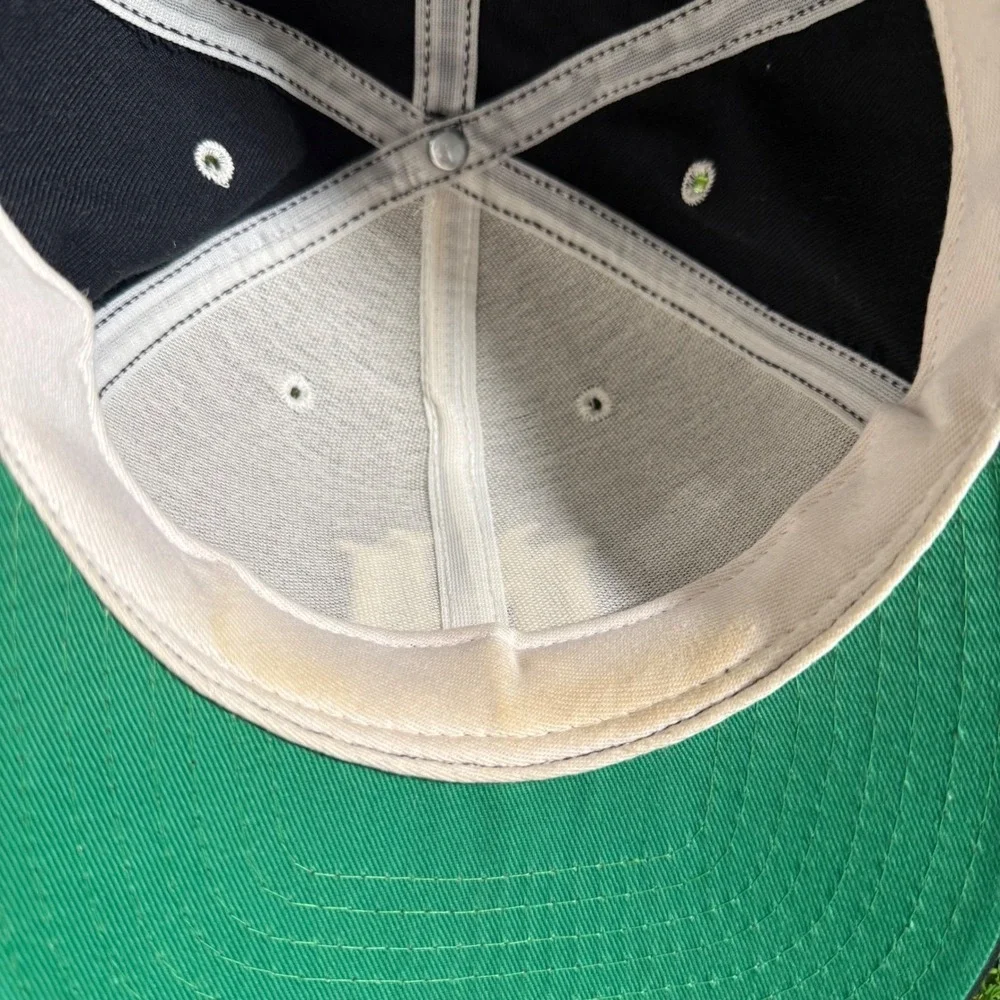 Vintage New Era Pro Model NU Fitted Hat Size 7 Made USA Black‎ Green Brim